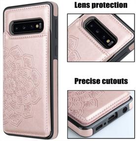 img 1 attached to Flower Magnetic Back Flip Case with Card Holder for Samsung Galaxy S10 Plus - Rose Gold