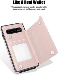 img 2 attached to Flower Magnetic Back Flip Case with Card Holder for Samsung Galaxy S10 Plus - Rose Gold