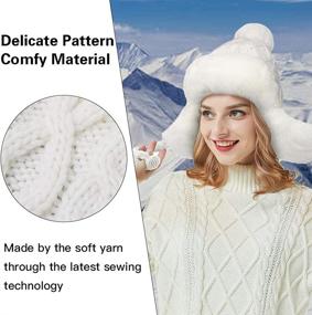 img 2 attached to 🧶 OMECHY Women's Knit Peruvian Beanie Hat - Winter Warm Wool Crochet Tassel Peru Ski Cap with Earflap Pom