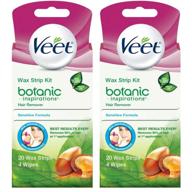 🌸 veet bikini underarm and face ready-to-use wax strip hair remover kit - 20 count (pack of 2) logo