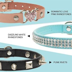 img 2 attached to FLYSTAR Leather Rhinestone Collars Adjustable