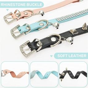 img 1 attached to FLYSTAR Leather Rhinestone Collars Adjustable