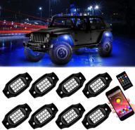 🚗 синоспарк набор неоновых подсветок rgbw: автомобильные подсветки rock lights с синхронизацией музыки, пультом дистанционного управления rf, водонепроницаемым дизайном - подсветка offroad под автомобиль led-светильника для грузовика jeep (8 подсветок) логотип