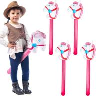 🐴 37 inches pink inflatable stick horse cowgirl head balloons – perfect theme birthday party decoration supply, set of 4 логотип