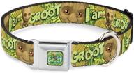 🐶 buckle-down dog collar seatbelt buckle baby groot pose face | i am groot | browns greens yellows | adjustable 9-15 inches | 1.0 inch wide | multi color (dc-sb-mcjp-wmc185-1.0-s) logo