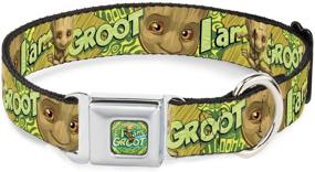 img 4 attached to 🐶 Buckle-Down Dog Collar Seatbelt Buckle Baby Groot Pose Face | I Am Groot | Browns Greens Yellows | Adjustable 9-15 Inches | 1.0 Inch Wide | Multi Color (DC-SB-MCJP-WMC185-1.0-S)