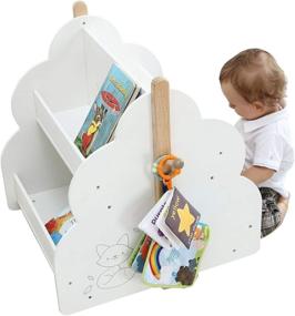 img 4 attached to Labebe Baby Wooden Bookshelf with Wheels - Kids Book Rack for 1-Year-Old and Up, White Wood Bookcase for Children, Toddler Book Display Shelf, Infant Book Toy Storage