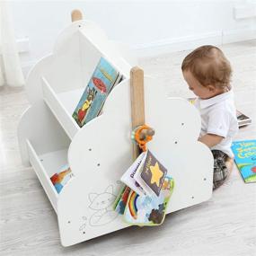 img 2 attached to Labebe Baby Wooden Bookshelf with Wheels - Kids Book Rack for 1-Year-Old and Up, White Wood Bookcase for Children, Toddler Book Display Shelf, Infant Book Toy Storage