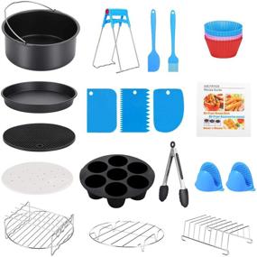 img 4 attached to 🍲 19-Piece Deep Fryer Accessories Set for 4.2QT-5.8QT Air Fryers - Includes Recipe Cookbook - Compatible with Growise, Phillips, Cozyna, and More - XL Size: 8 Inch
