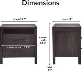 img 2 attached to 🛋️ Cyrus Mid-Century 2-Drawer Nightstand - ClickDecor Accent Side End Table for Bedroom in Ebony Wood