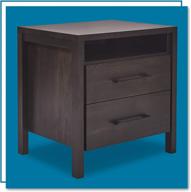 🛋️ cyrus mid-century 2-drawer nightstand - clickdecor accent side end table for bedroom in ebony wood logo