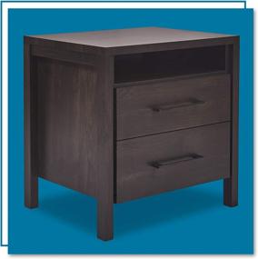img 4 attached to 🛋️ Cyrus Mid-Century 2-Drawer Nightstand - ClickDecor Accent Side End Table for Bedroom in Ebony Wood