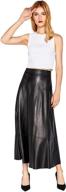 👗 smart universe women's leather skater skirt: high waist, flared midi style in classic black logo