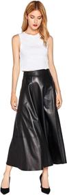 img 3 attached to 👗 Smart Universe Women's Leather Skater Skirt: High Waist, Flared Midi Style in Classic Black