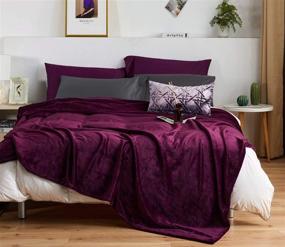 img 2 attached to 🔮 Queen Size Flannel Fleece Blanket - Lightweight All-Season Plush Blanket, Microfiber Fluffy Couch Blanket (Purple)