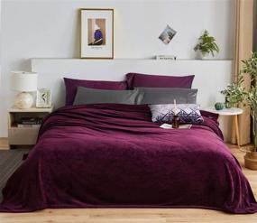 img 4 attached to 🔮 Queen Size Flannel Fleece Blanket - Lightweight All-Season Plush Blanket, Microfiber Fluffy Couch Blanket (Purple)