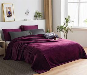 img 3 attached to 🔮 Queen Size Flannel Fleece Blanket - Lightweight All-Season Plush Blanket, Microfiber Fluffy Couch Blanket (Purple)