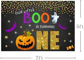 img 1 attached to 🎃 Halloween-themed 1st Birthday Party Photo Banner: MEHOFOTO Little Boo One Birthday Background with Confetti, Pumpkin Backdrop and Props – Cake Table Supplies in Black, Gold, and Purple Dots (7x5ft)