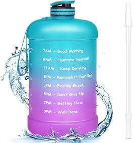 img 4 attached to Favofit Gallon Water Bottle with Straw, Premium Motivational Sports Water Bottle with Time Marker for Fitness, Gym, Outdoor - Reusable BPA-Free Water Jug