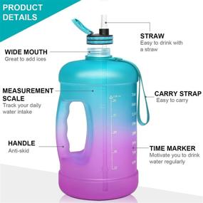 img 2 attached to Favofit Gallon Water Bottle with Straw, Premium Motivational Sports Water Bottle with Time Marker for Fitness, Gym, Outdoor - Reusable BPA-Free Water Jug