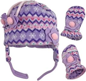 img 2 attached to Набор шапки и варежек из флиса с яркими принтами N'Ice Caps для маленьких девочек и младенцев в зимнее время