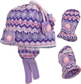 img 1 attached to Набор шапки и варежек из флиса с яркими принтами N'Ice Caps для маленьких девочек и младенцев в зимнее время