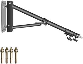 img 4 attached to 🔦 Neewer Wall Mounted Triangle Boom Arm for Ring Light, Monolight, Softbox, Reflector, Umbrella, Photography Strobe Light with 180 Degree Rotation, Max Length 4.3ft/130cm (Black) - Improved SEO