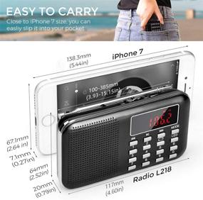img 2 attached to 📻 PRUNUS Mini Portable AM FM Pocket Radio with LED Flashlight | Digital Radio Speaker Supporting Micro SD/TF Card/USB | Auto Scan Save | 1200mAh Rechargeable Battery Operated | Latest Version