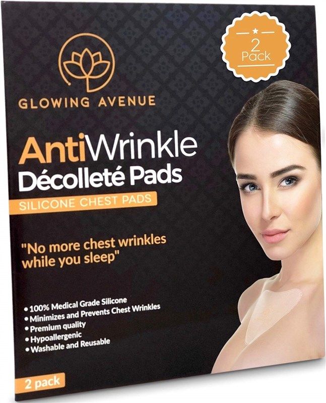 Silicone Chest Wrinkle Pads - Pack of 2 Silicone Patches for Wrinkles -  Cleavage Wrinkle Prevention - Results from 1st Use, Chest Wrinkle Pads
