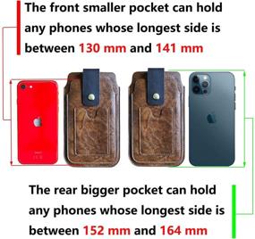 img 3 attached to 📱 MODOS LOGICOS Brown Leather Holster: Double Pouch Holders for 4.7"-6.8" Phones with Slim Style Cases, Belt Loops & ID Slot