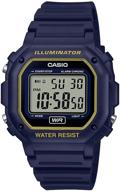 ⌚ часы casio f-108wh-2a2cf illuminator из нержавеющей стали с кварцевым механизмом и ремешком из смолы в синем и желтом цветах, 23,7 мм. логотип