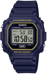 img 1 attached to ⌚ Часы Casio F-108WH-2A2CF Illuminator из нержавеющей стали с кварцевым механизмом и ремешком из смолы в синем и желтом цветах, 23,7 мм.