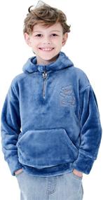 img 4 attached to Cozy Bear Fleece Pullover Sweatshirts: Half Zip up Hoodie for Boys and Girls (4-12Y)