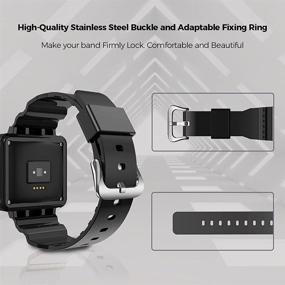 img 2 attached to 👩 Notocity Soft TPU Fitbit Blaze Bands for Women - Replacement Sport Wristband with Protective Frame and Silver Buckle - Compatible with Fitbit Blaze Smart Fitness Watch Strap Men (Black)