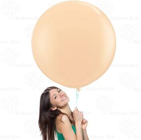 img 2 attached to 🍑 36 Inch Baby Peach Giant Latex Balloons - Pack of 3 – Pastel Colored, Thickened, Round Shape. Premium Helium Quality Balloons Perfect for Wedding, Bridal, Baby Shower, and Birthday Party Decorations