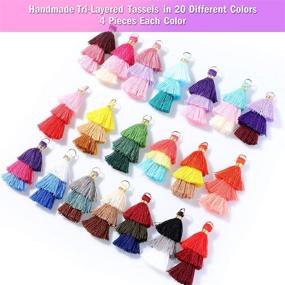 img 2 attached to 🎨 80-Piece Vibrant Tri-Layered Tassels: Colorful Keychain Tassel Set for DIY Crafts, Earrings & More!