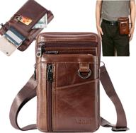 📱 aonet leather crossbody phone purse wallet phone belt bag - stylish & functional holster carrying case for iphone, samsung, google cell phones - waist belt phone pouch men purse travel work bag logo