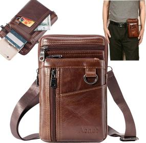 img 4 attached to 📱 Aonet Leather Crossbody Phone Purse Wallet Phone Belt Bag - Stylish & Functional Holster Carrying Case for iPhone, Samsung, Google Cell Phones - Waist Belt Phone Pouch Men Purse Travel Work Bag