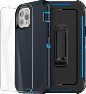 📱 aicase iphone 13 pro case with belt-clip holster, screen protector, heavy duty protective phone case - admiral blue logo