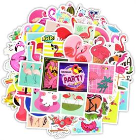 img 3 attached to 🔥 Vinyl Flamingo Stickers Pack - 50 Pcs Cute Flamingo Decals for Laptops, iPad, Cars, Luggage, Water Bottles, and Helmets from Honch