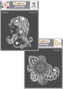 img 4 attached to 🎨 Craftreat Wood Painting Stencils - Serene Beauty and Henna Stencil Set - 2 Pcs - 6X6 Inches - DIY Home Decor Stencils of Women - Reusable Henna Stencils for Home Décor