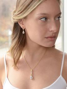 img 3 attached to Потрясающая подвеска и серьги Mariell покрытые золотом 14K с огранкой в форме груши и цирконом для невесты, подружек невесты или выпускного вечера.