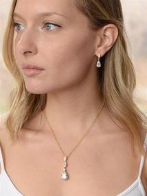 img 1 attached to Потрясающая подвеска и серьги Mariell покрытые золотом 14K с огранкой в форме груши и цирконом для невесты, подружек невесты или выпускного вечера.