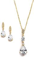 stunning mariell 14k gold plated pear-shaped cz necklace and earrings for bridal, bridesmaids, or prom logo