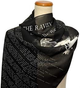 img 2 attached to 🖤 The Raven Chiffon Scarf by Edgar Allan Poe - Gothic, Emo, and Nevermore-Inspired Black Scarf, 70x17 Inches