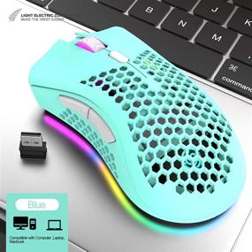 img 1 attached to 🖱️ Revolutionary Rechargeable Wireless Gaming Mouse: Lightweight with 3200 DPI and RGB Rainbow Backlit-Blue Magic