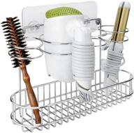 🏻 fangsun wall mount hair tool organizer, adhesive blow dryer holder, hair dryer & curling iron holder, metallic wire bathroom cabinet storage basket for hot tools, straightener, flat iron (silver) логотип