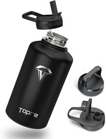 img 4 attached to 🥤 Topre 64 oz Insulated Water Bottle with Triple Layer Vacuum, 3 Lids, and Brushes - BPA-free Stainless Steel Sports Jug for Outdoor Sports and Camping, Black