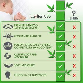 img 3 attached to 👶 Защитная накладка на матрас детской кроватки iLuvBamboo - 2 упаковки - Водонепроницаемая подушка-чехол - Дышащая и бесшумная - Лучший подарок для обучения гигиене у малышей и маленьких детей - 28 "x 52" Прошитое мягкое бамбуковое одеяло фиксатор