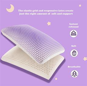 img 3 attached to 💜 Purple Harmony Pillow: Oversized Berklan Elastic Grid with Natural Latex Core, Breathable Cover - Ideal for Hot Sleepers!